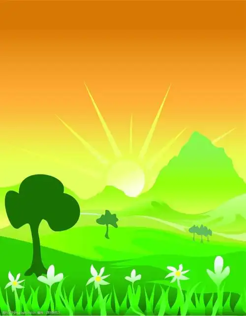 简约卡通插画自然风景矢量素材图片-图行天下图库