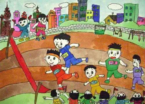《运动场上》/少儿绘画作品/儿童画/网络美术馆_中国少儿美术教育网