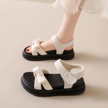 凉鞋女黑色上班工作鞋罗马鞋厚度久站不累脚宽胖脚脚浮肿沙滩鞋女白色