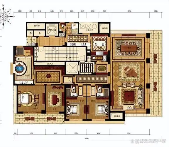 300平米两梯一户四房四厅的豪华大平层
