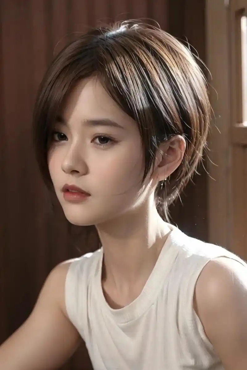 短发气质女神魅力人像写真艺术照#人像摄影# #美女# #性感美女