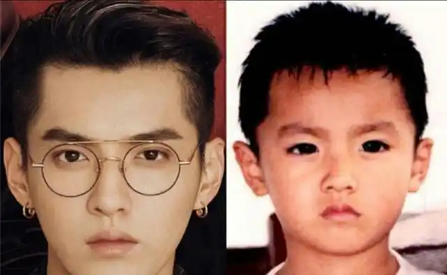 吴亦凡峰峰小时候就很有老干部的风格了,除了脸型和发型,其余的地方和