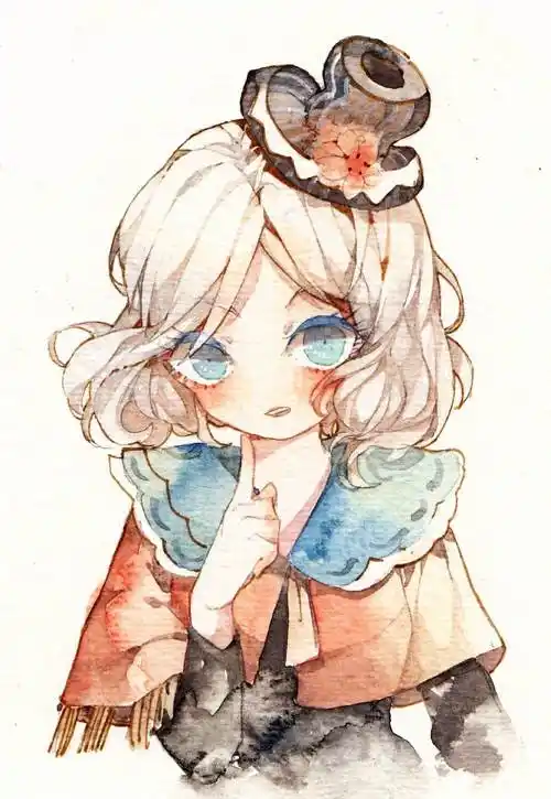 水彩少女漂亮二次元淡彩彩绘绘画萌萌哒插画手绘二次元美女动漫萌壁纸