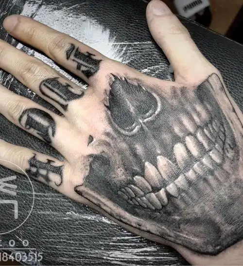 手背骷髅_纹身图案手稿图片_成的纹身作品集