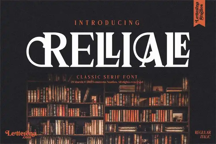 时尚奢华海报杂志标题徽标logo设计衬线英文字体素材 relliale font