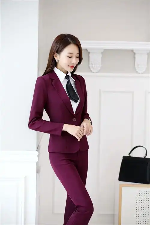 时恋娇衣女教师职业装免烫西服外套秋冬新款ol套装酒店工作服 深蓝色