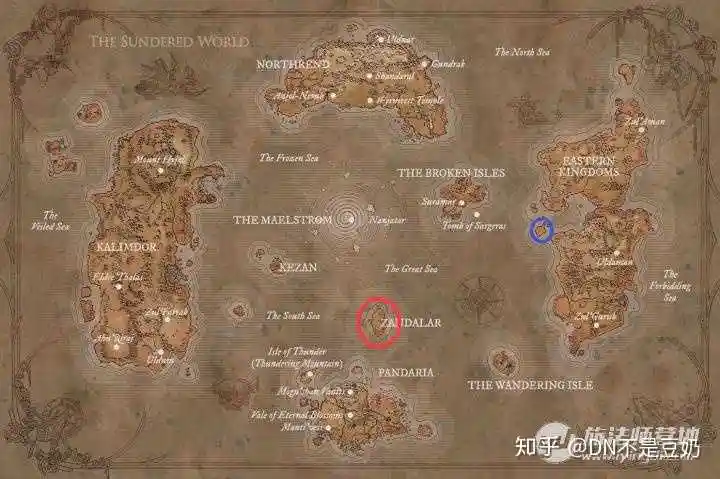 (红圈为赞达拉,篮圈为库尔提拉斯,没错就是这么小)