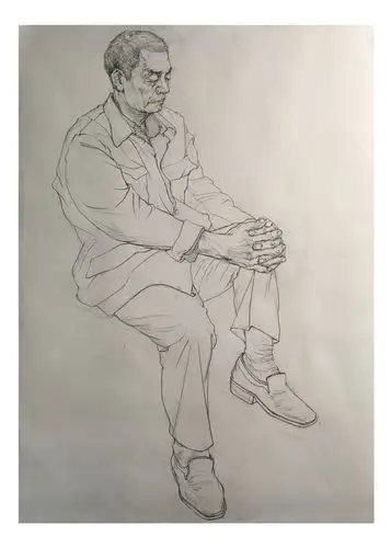 线性素描/人物全身肖像 (全开 4小时 写生)|纯艺术|绘画|六司 - 原创