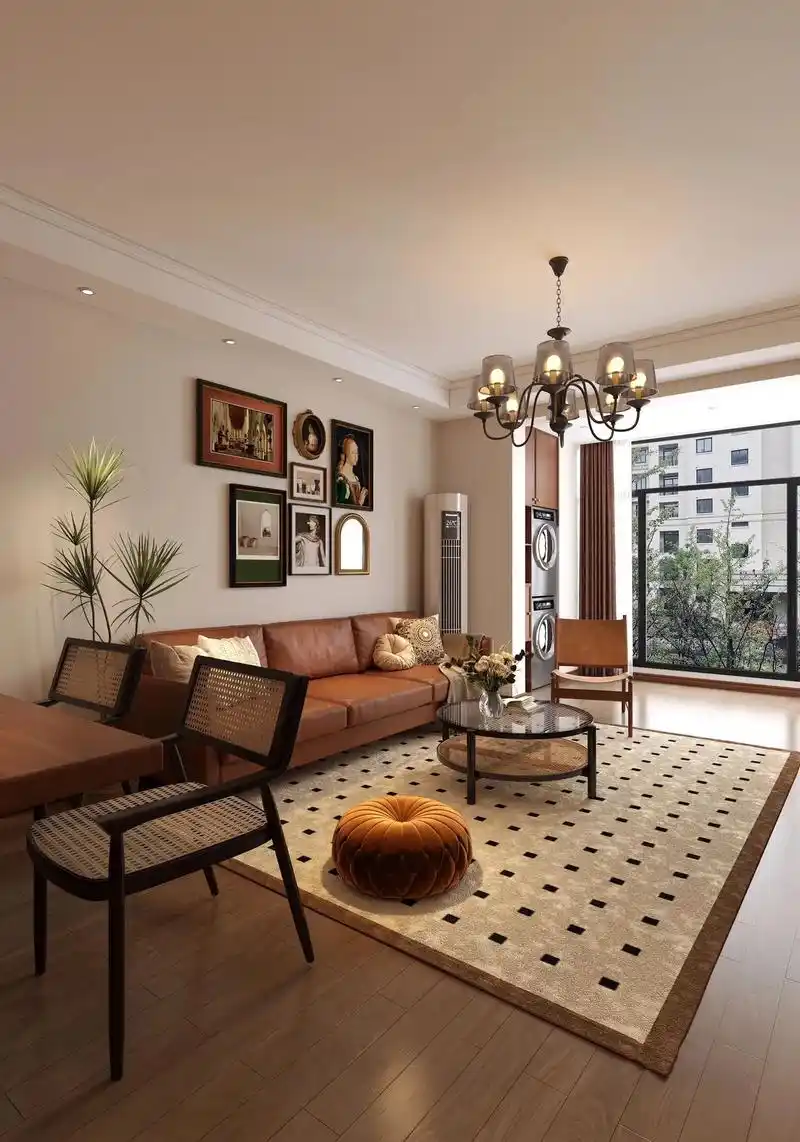 中古风装修设计效果图,92m两居室的客餐厅设计效 果图,好看值得冲