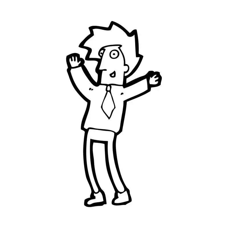 兴奋的卡通人,矢量,兴奋的卡通漫画在白色背景上的人