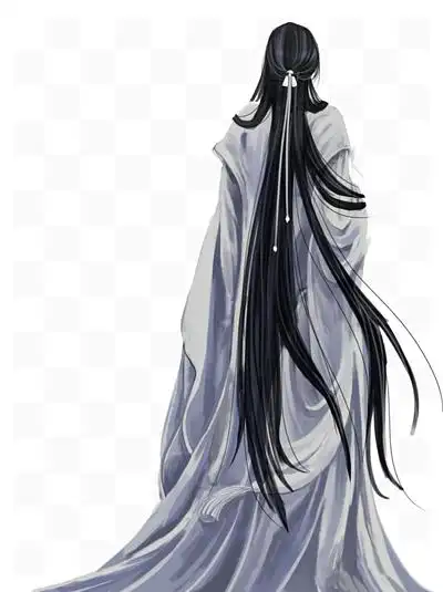 古风白衣男子背影手绘png