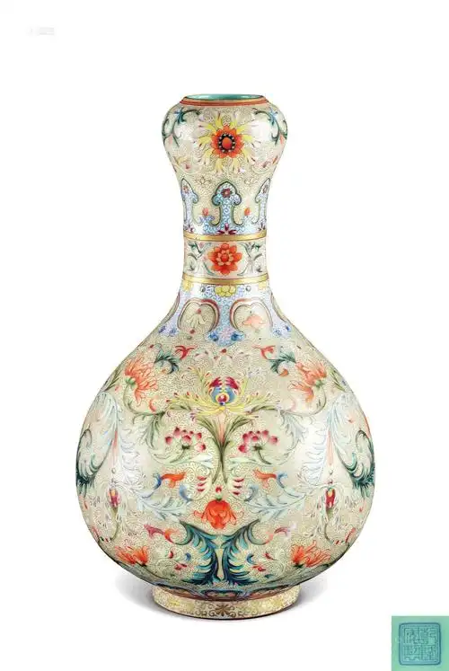 珐琅彩西番莲纹蒜头瓶】拍卖品_图片_价格_鉴赏_清代其它彩釉瓷器