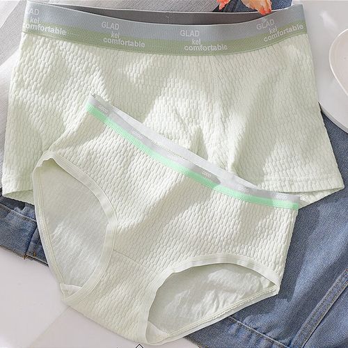 纯色简约日系可爱少女三角裤男生平角套装 清新绿 男士xxl号 女士m号