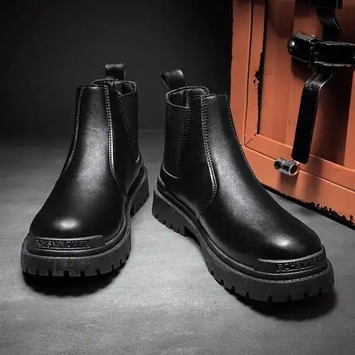 华大东伊马丁靴男高帮英伦风潮流百搭黑色机车皮靴秋冬季高筒工装靴子