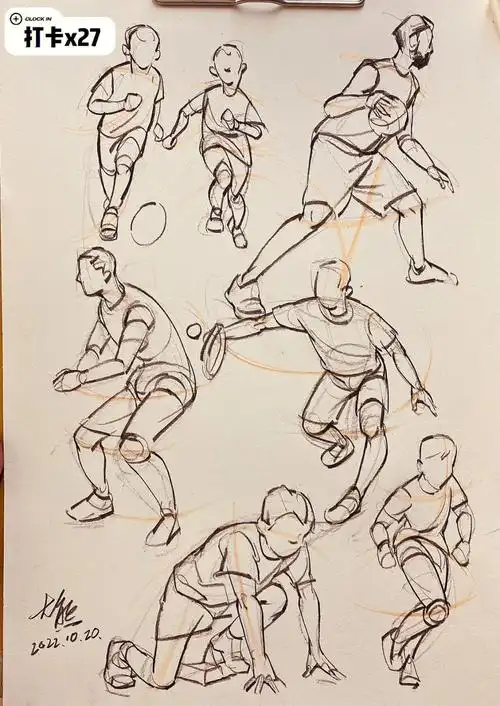 速写骨骼运动动态二