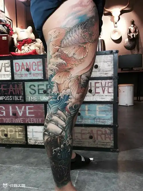 墨子作品-花腿_纹身图案手稿图片_深圳墨子的纹身作品集
