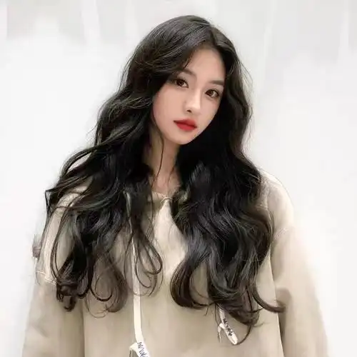 88假发女中分刘海中长卷发韩国大波浪圆脸中长发仿真大头皮全头套已售