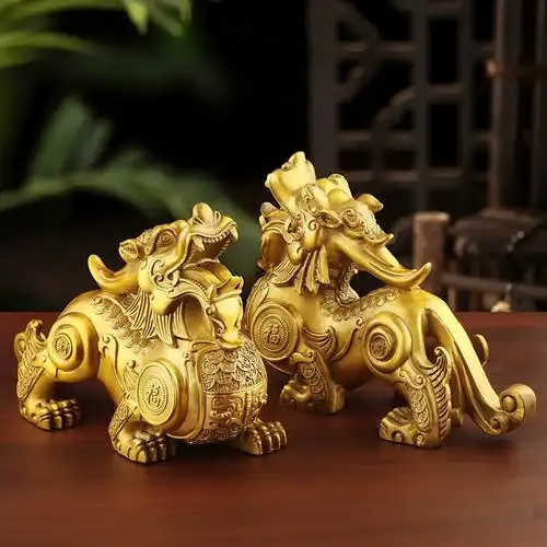 铜貔貅摆件公母一对独角金钱貔貅招财皮丘家用店铺开业乔迁礼品