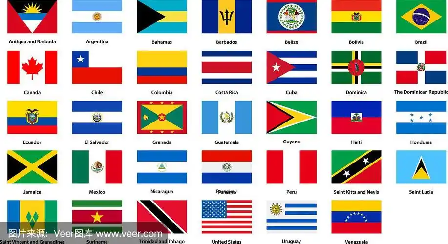 美洲大陆所有国家的国旗