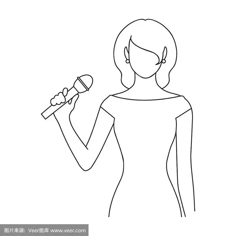 歌手职业单一图标在轮廓风格