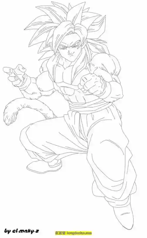 11张七龙珠超级赛亚人小悟空格斗漫画涂色图片-红豆饭小学生简笔画