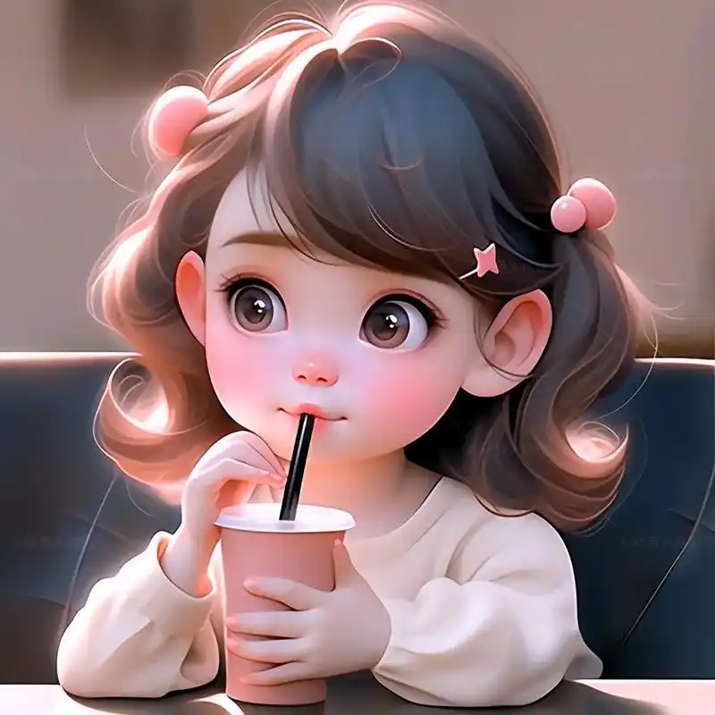 喝奶茶的萌妹太可爱了.#女生头像 #有肉感的小胖子 #萌娃头 - 抖音