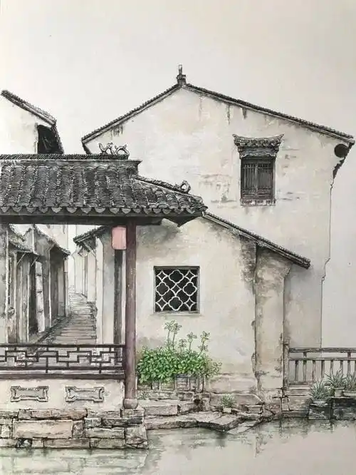 钢笔画:江南古镇_书画_频道_内容