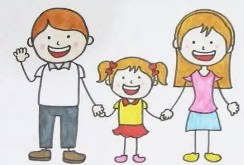 拉手简笔画人物简笔画我和妈妈手牵手卡通彩色一家三口简笔画教程手