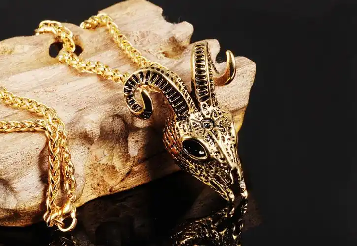 盘羊头骨吊坠 霸气个性男士钛钢项链 时尚外贸首饰批发 gx1001