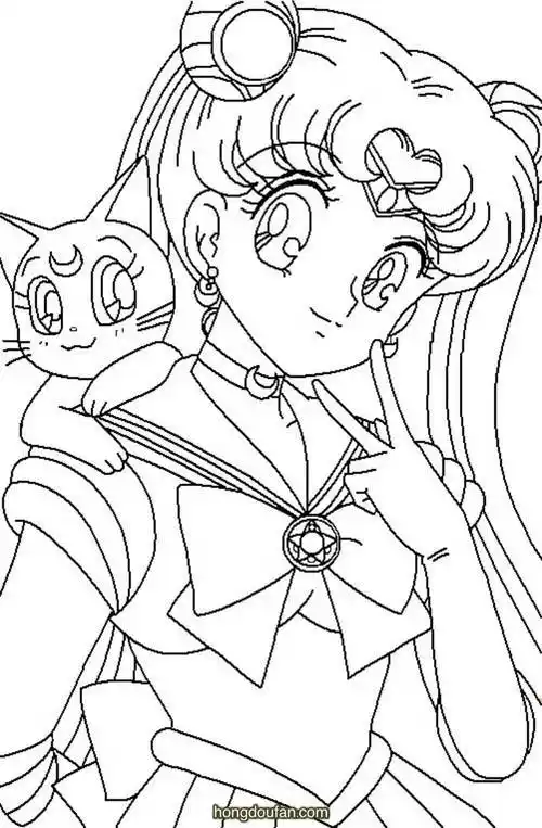 6张美少女月野兔卡通涂色图片下载 | 红豆饭小学生简笔画大全