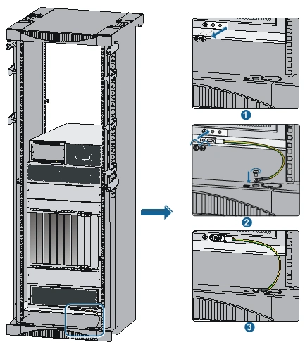 请使用随交换机附带的接地线(双孔ot端子,6号线).