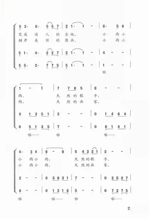 【小雨沙沙沙简谱】小雨沙沙沙(男声三重唱)简谱