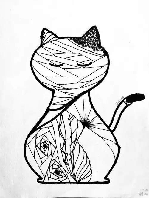 南山二外海德学校-六年级美术(黑白猫系列)课堂作业展播