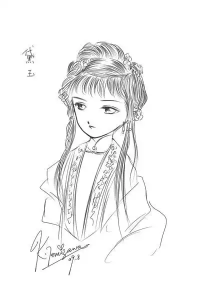 儿童画林黛玉的简笔画