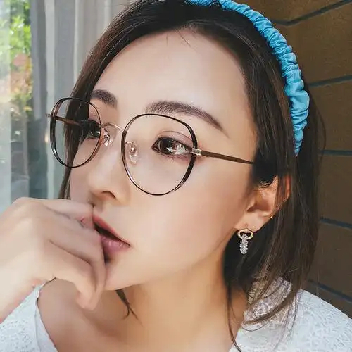 复古圆框眼镜文艺网红款金丝边钛架近视防蓝眼镜架