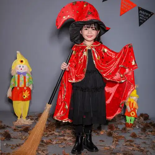 万圣节儿童服装披风女童宝宝女巫服饰斗篷服饰