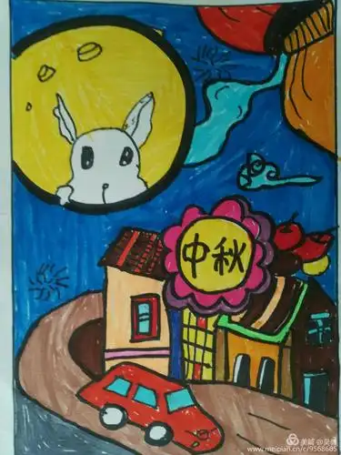 《念奴娇·中秋对月》——师范附小三年级三班中秋佳节儿童画优秀作品