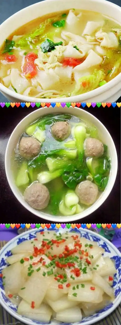 素卤拼 午点:酸奶   点心 星期二 早餐:三鲜手擀面 中餐:肉丸子青菜汤