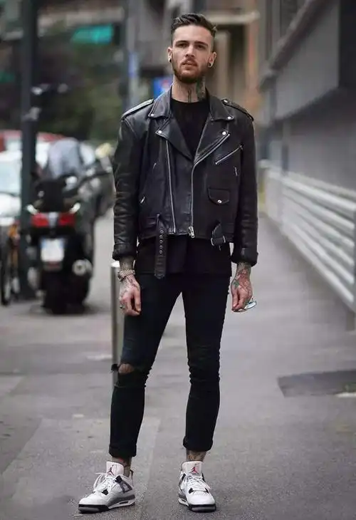 皮衣不同的搭配方法,看起来气场十足,完美打造雅痞的活力潮男