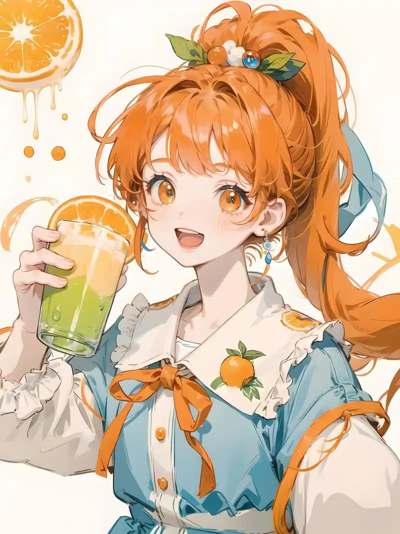 橙色阳光女孩 #二次元# #ai绘画# #ai共创计划
