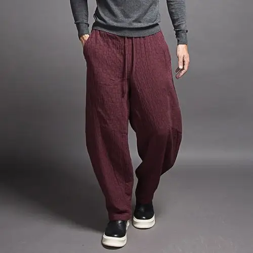 云无缰原创秋季灯笼裤男款宽松小脚裤大码棉麻休闲裤长裤男士