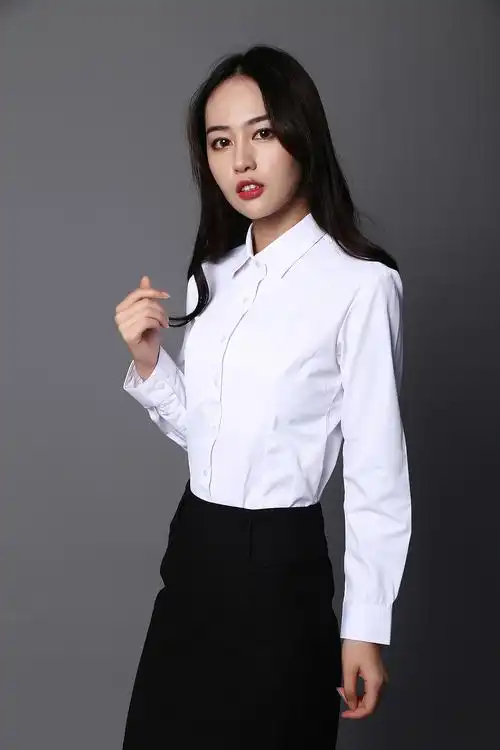 情侣白色衬衫结婚证件照登记领证新郎男女长袖修身正装职业衬衣服