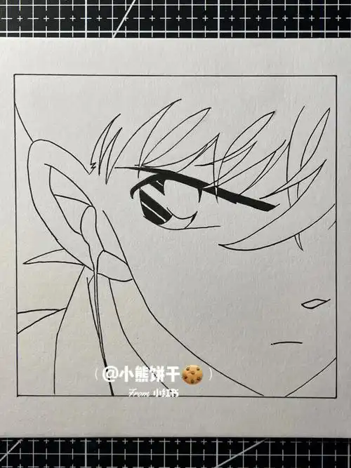 手绘工藤新一附线稿过程