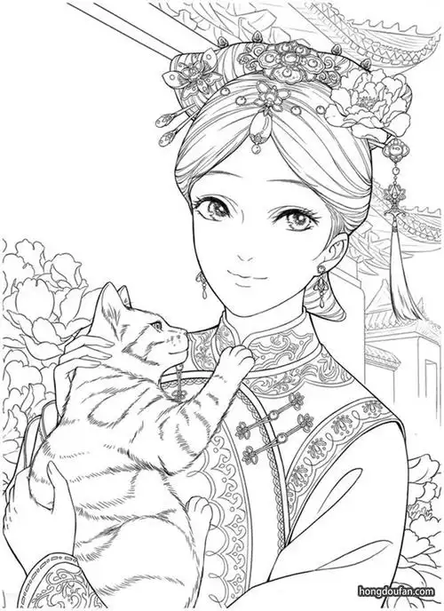 beauty (17)标签公主简笔画,图色,填色,填色图片,填色游戏,妈妈,妹妹