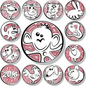 中国十二生肖的图标照片