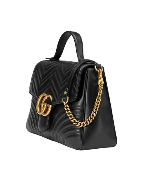 意大利gucci古驰ggmarmont系列黑色女士中号手提包498109dtdit1000