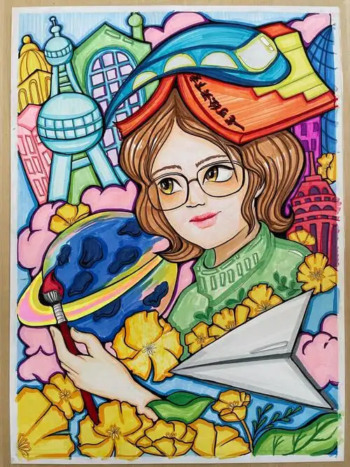 我的梦想主题马克笔示范画