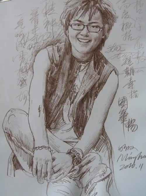 明星肖像素描手绘黑白周笔畅