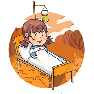 原创手绘风插画医疗医院打吊针病人设计元素