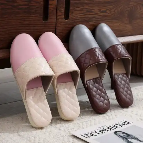 春秋皮拖鞋女高档办公室情侣居家室内家居防滑四季家用拖鞋批发